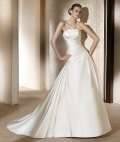 New Style Wrinkle Satin A-line Simple Style Court Train Mermaid Wedding Dress