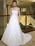 A-line Strapless Floor Length latin/chiffon wedding dresses