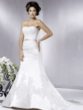 2012A-line Strapless chapel train Satin/Taffeta wedding dress