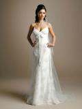 2012A-Line V-neck Spagetti Straps satin&taffeta Lace wedding dresses