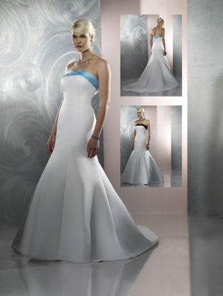 Cream A-line Mermaid Strapless Satin wedding dresses