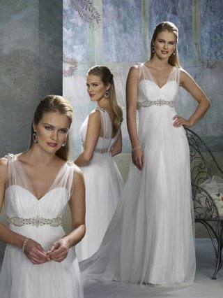 A-Line V-Neck sweetheart sweep Satin/Tulle wedding dresses