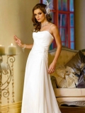 2012 summer Spagetti Straps straps Sweep column Beading at waist soft chiffon Wedding dresses