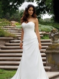 2012 A-line sweetheart Strapless sweep Satin&Chiffon&Taffeta wedding dresses