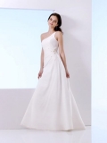2012 A-line simple One-Shoulder Sweep satin&chiffon wedding dresses
