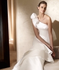 New Style White One Shoulder Layered Design Court Train Mermaid Wedding Dress