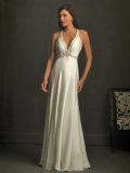 Deep V-neck Seductive Beads Working Cheap Beach Wedding Dress