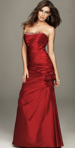 Gracious Claret A Line Beading Necklines And Ruched Detailed Bodice Evening Dress