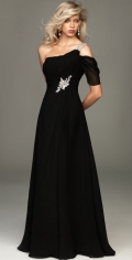One Shoulder With Beadings One Short sleeve Waist Appliques Simple Pretty Evening Dress
