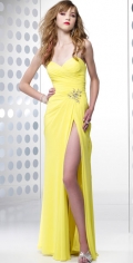 Sweetheart Side Ruched Floor Length With Furcation Elegant Evening Dress