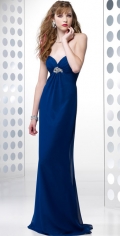 Mermaid / Trumpet Sweethert Neckline Strapless Floor Length Chiffon With Beadings Blue Evening Dress