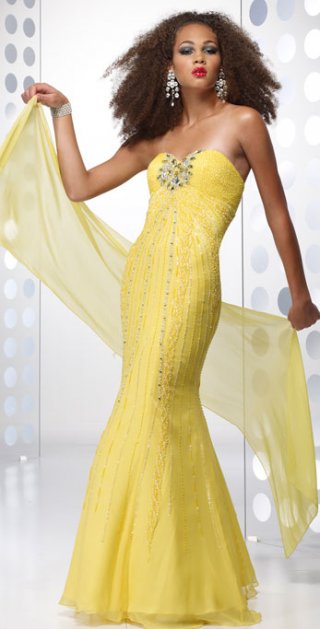 Trumpet Yellow With A Strap Beadings And Sequins Floor Length Bright Evening Dress