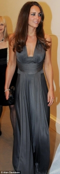 Long Elastic Woven Satin Sheath/ Column V-neck Floor-length Evening Dress by Kate Middleton