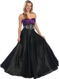 Simple gramous Purple and Black Sweetheart fashion Design Puffed Prom Dress With Embroider in Waist