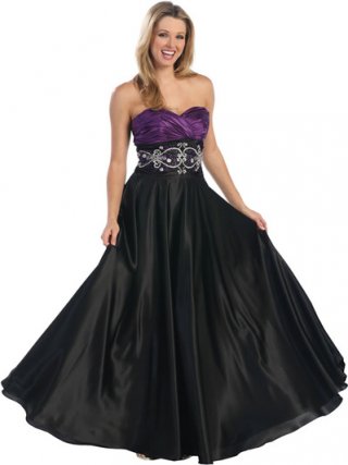 Simple gramous Purple and Black Sweetheart fashion Design Puffed Prom Dress With Embroider in Waist