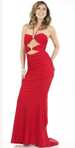 New Style A Line With A Slim Halter Fully Ruched Bodice Evening Dress