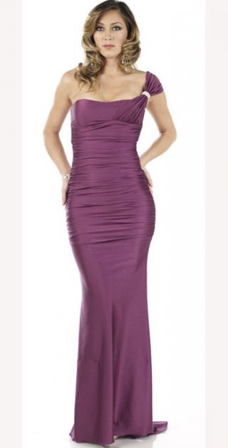 Sexy And Slinky Mermaid Fully Pleated Bodice Off The Shoulder Evening Dress With Beading
