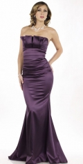 Slinky Purple Chubby Floor Length Scalloped-Edge Side Ruched Evening Dress