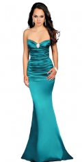 Alluring Mermaid Strapless Evening Dress Fully Ruched Bodice Sweetheart With Beadings