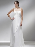 2012 Cheap beading decoration Spaghetti Straps Floor Length column chiffon Wedding dress