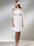 New Style summer Medium Length Sleeves Lacing Cheap Wedding Dress