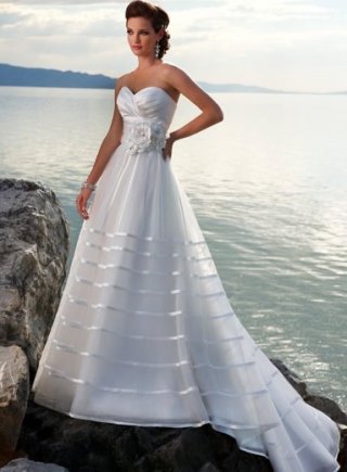 Gorgeous Discount Sweetheart Hot Sale Flower Long length Customer-Made Design Beach Wedding Dress