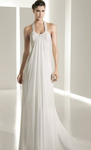 Discount Halter A-line Elegance Chiffon Beach Wedding Dress in Summer