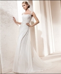 Graceful A-line Floor Length Discount Pleated Beach Wedding Dress