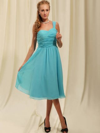 New Style One Shoulder Tea Length Chiffon Customer-Made Bridesmaid Dress (BMD-158)