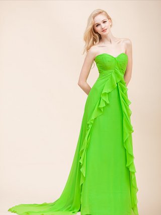 Brightly With A Pleated Sweetheart Neck Chiffon Bridesmaid Dress And Asymmetrical