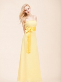 Elegant Princess Bridesmaid Dress Dropped With Floor Length A Pleated Waist Ribbon