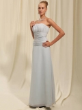 Elegat A Strapless With Ruched Waist And Bust Bridesmaid Dress With Chiffon Floor Length