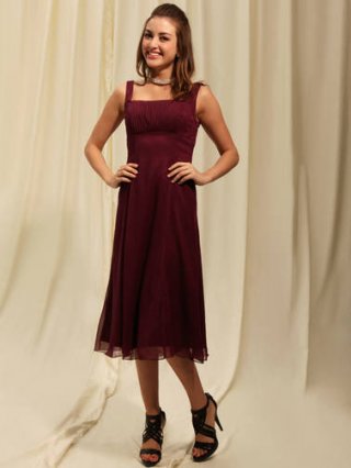 Lovely Sequrare Neck With Pleated Gown Skirt Dress Chiffon