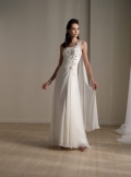 Embroider One Shoulder Side plait Floor Length Beach Wedding Dress