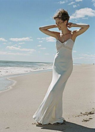 Beach Floor Length Spaghetti Mermaid Design Cheap Wedding Dress