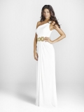 A Line Side Draped Floor length Chiffon One Shoulder With Beads Waist Evening Dress
