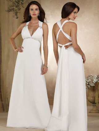 Cheap Wholesale New Design Deep V-neck Sweep Empire Waist chiffon Wedding Dress