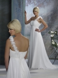 Wholesale impression Cheap New Design White Single Strap Applique Empire Waist Wedding Dress