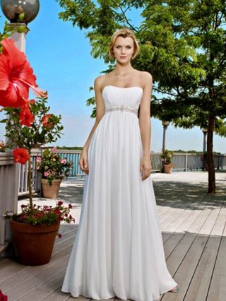 Wholesale Cheap affordable hot sale Empire Waist Strapless Wedding gown
