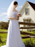 Wholesale Cheap hot sale White Pleated Empire Waist Strapless Wedding Dress