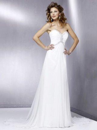 Wholesale summer Cheap New Design Empire Waist Strapless Sweetheart Chiffon Wedding Dress