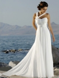 Wholesale summer Cheap White Empire Waist Double Straps Sweetheart Chiffon Wedding Dress