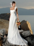 Fabulous Wholesale Cheap New Design Empire Waist One Strap bridal Wedding Dress