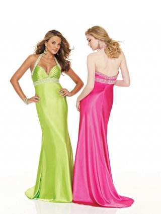 Gorgeous simple Cheap Halter Beading sweep Length Empire Waist Evening Dress