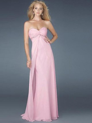 Long Formal Pink Strapless Sweetheart floor length Evening chiffon column Dress at a low price