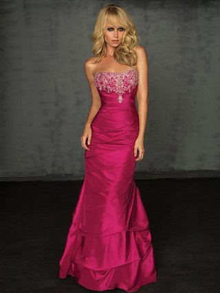 Wholesale Rosy Strapless cheap Taffeta Sequin Floor length mermaid Evening Dress