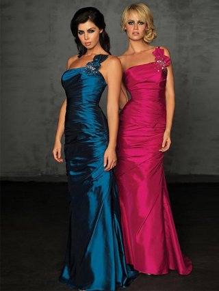 Hot Vintage Mermaid Rosy One Strap cheep floor length rhinestone Evening Dress