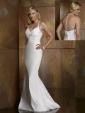 Cheap simple summer Halter Beading Sweep Satin wedding dresses