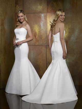 Strapless simple White satin Mermaid Wedding Dress