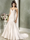New Style New Elegant Spaghetti Straps Sweetheart beading appliques bodice wedding dress